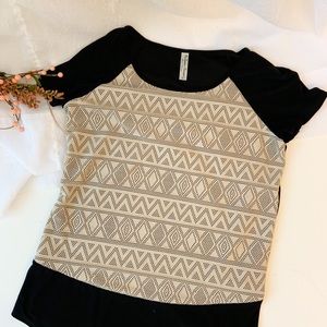 PerSeption Concept Large Beige Black Blouse Top 👚